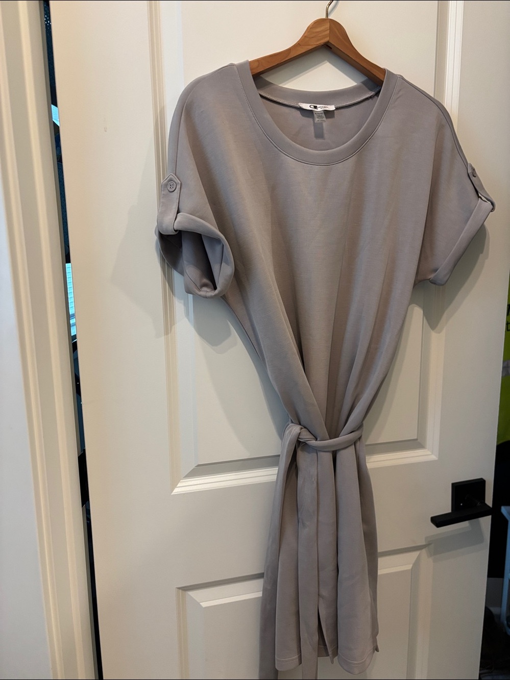 Cable & Gauge Women’s  Crew Neck Tie Dress Size Large- Light Gray